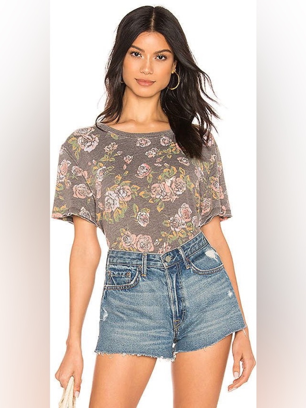Free People Tourist T-Shirt Small Black Floral Tee - Picture 10 of 11